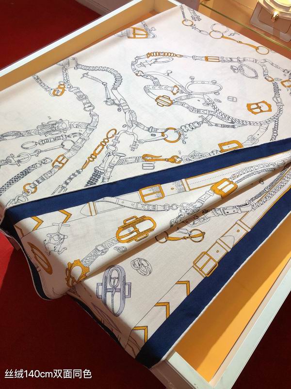 Hermes Scarf 140X140cm 70%羊绒 30%真丝 E30 (21)