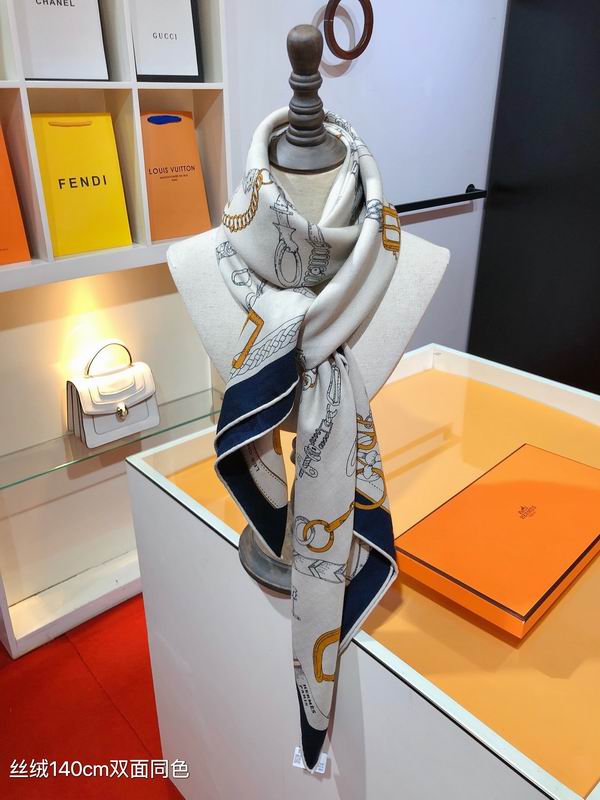 Hermes Scarf 140X140cm 70%羊绒 30%真丝 E30 (24)