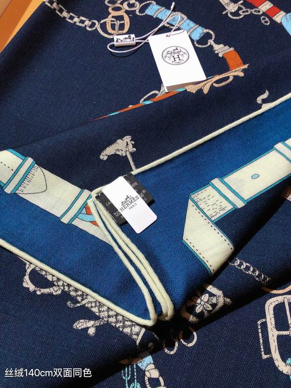 Hermes Scarf 140X140cm 70%羊绒 30%真丝 E30 (30)
