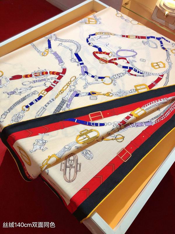 Hermes Scarf 140X140cm 70%羊绒 30%真丝 E30 (5)