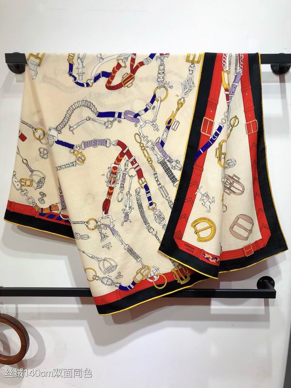 Hermes Scarf 140X140cm 70%羊绒 30%真丝 E30 (7)