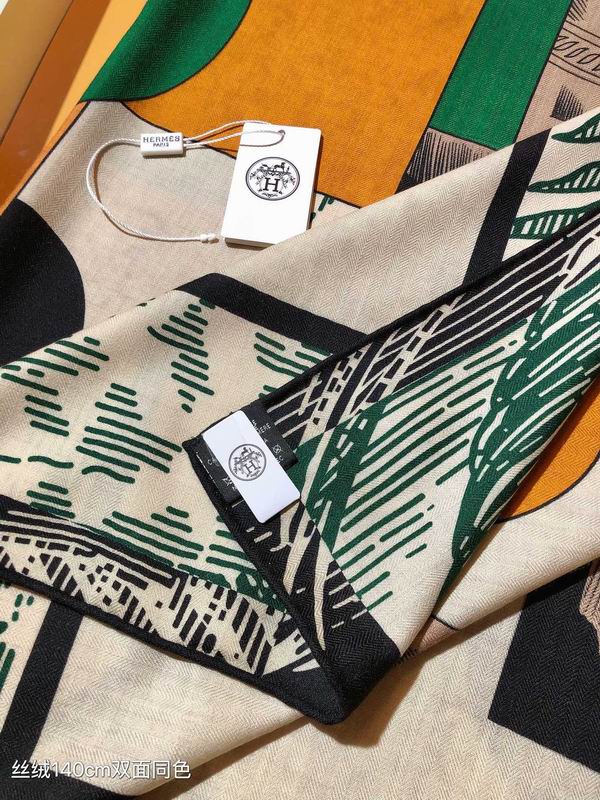 Hermes Scarf 140X140cm 70%羊绒30%真丝 E06 (11)