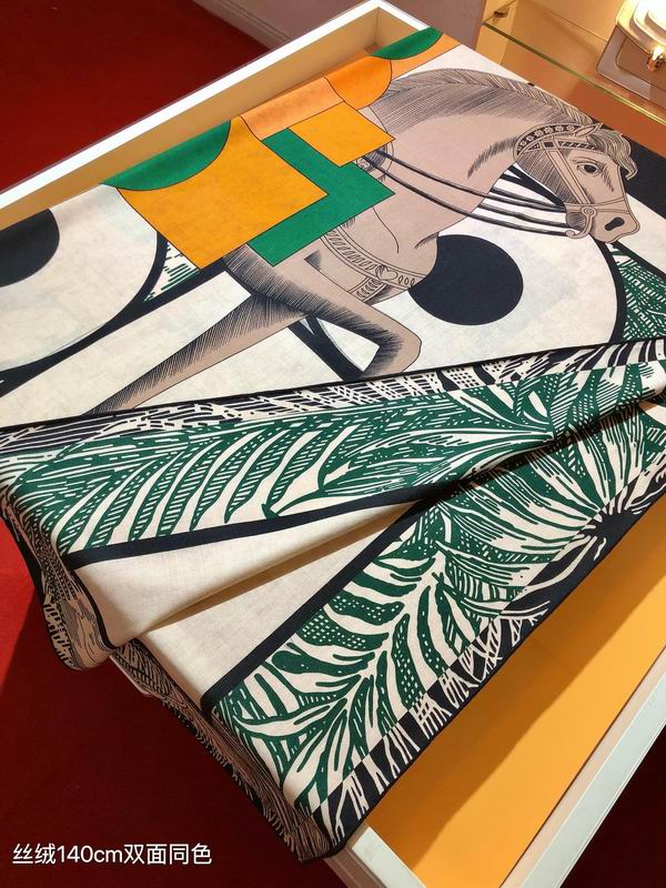 Hermes Scarf 140X140cm 70%羊绒30%真丝 E06 (12)