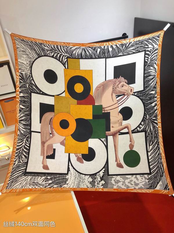 Hermes Scarf 140X140cm 70%羊绒30%真丝 E06 (22)