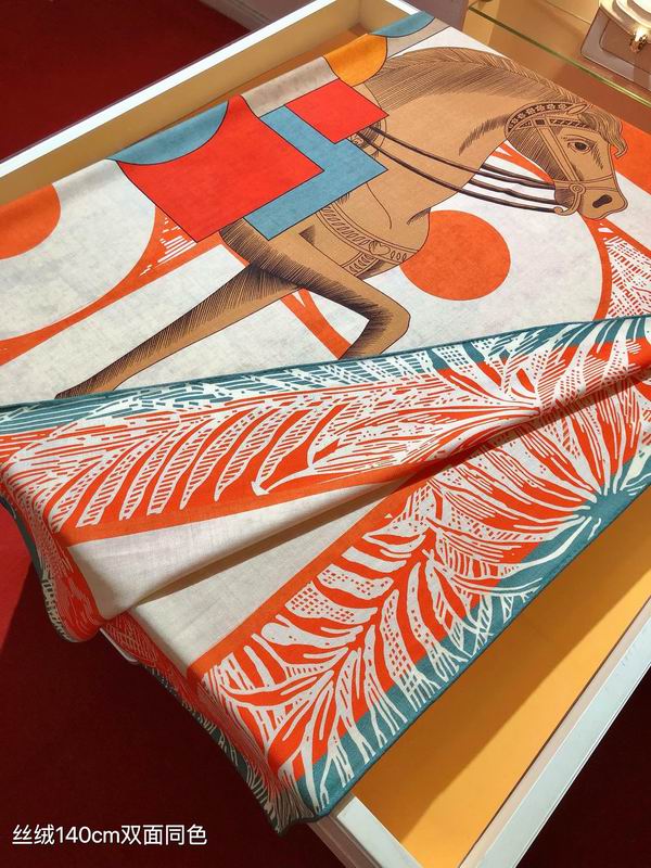 Hermes Scarf 140X140cm 70%羊绒30%真丝 E06 (28)