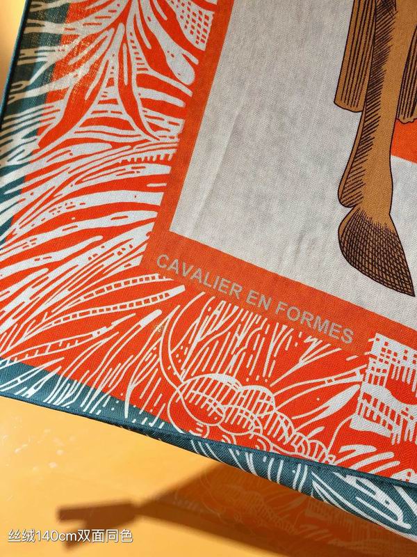 Hermes Scarf 140X140cm 70%羊绒30%真丝 E06 (29)