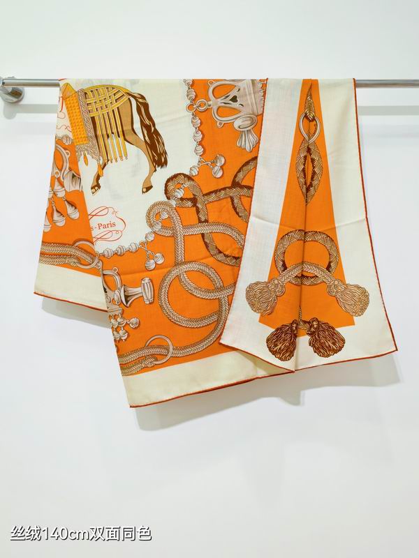 Hermes Scarf 140X140cm 70%羊绒30%真丝 E17 (13)
