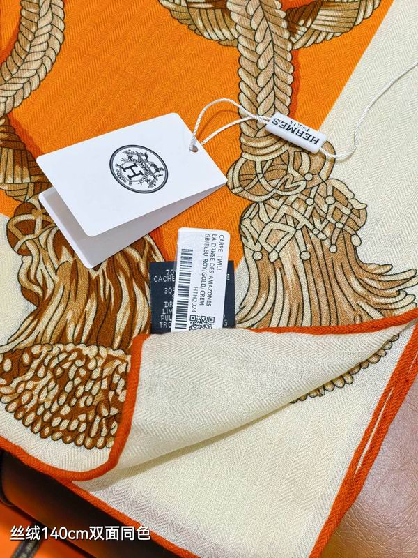 Hermes Scarf 140X140cm 70%羊绒30%真丝 E17 (14)