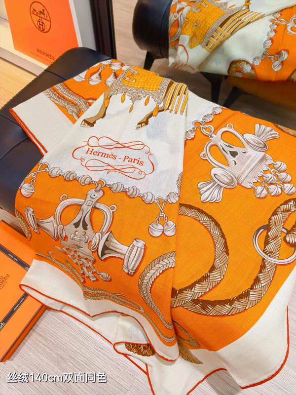 Hermes Scarf 140X140cm 70%羊绒30%真丝 E17 (15)