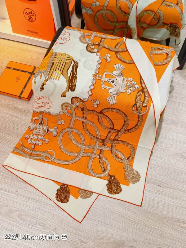 Hermes Scarf 140X140cm 70%羊绒30%真丝 E17 (16)