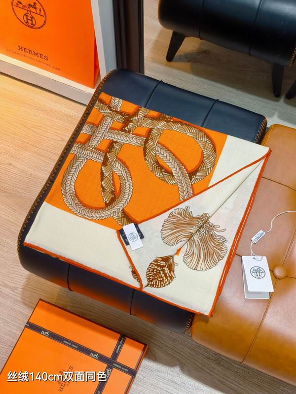 Hermes Scarf 140X140cm 70%羊绒30%真丝 E17 (17)