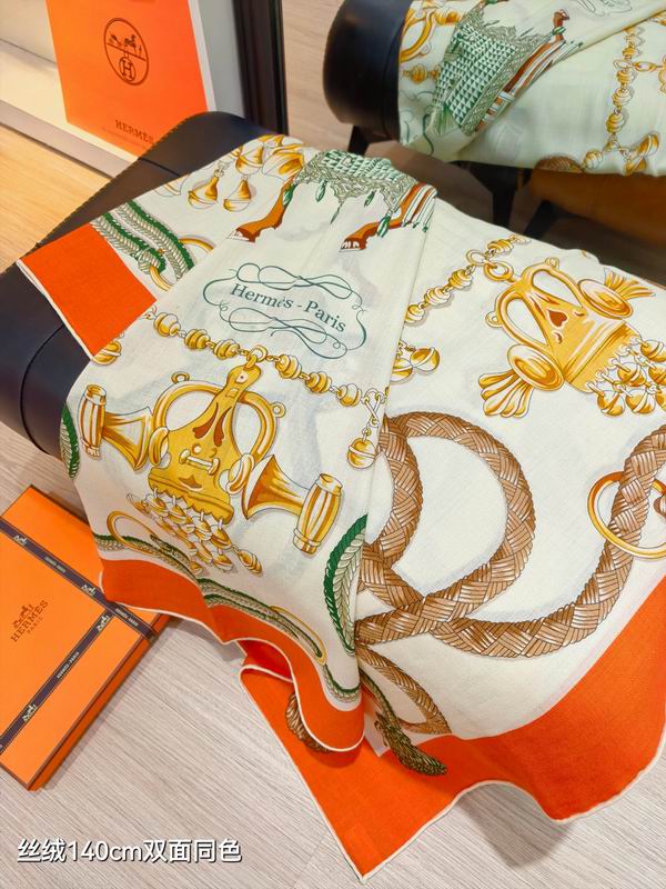 Hermes Scarf 140X140cm 70%羊绒30%真丝 E17 (25)