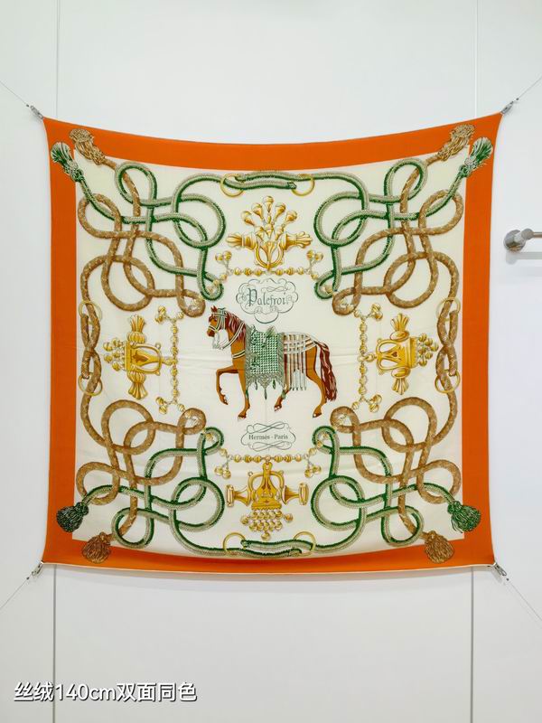 Hermes Scarf 140X140cm 70%羊绒30%真丝 E17 (28)