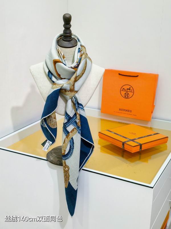 Hermes Scarf 140X140cm 70%羊绒30%真丝 E17 (32)