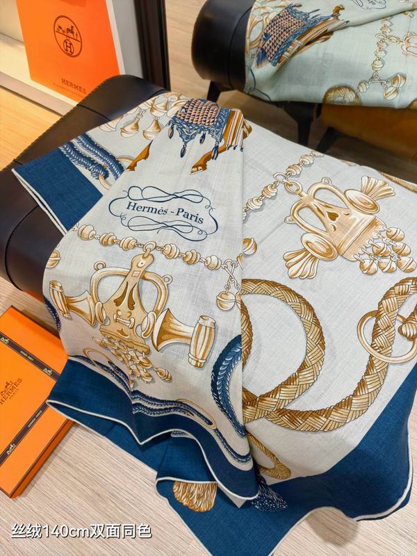 Hermes Scarf 140X140cm 70%羊绒30%真丝 E17 (35)