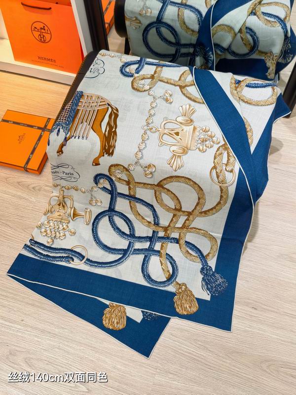 Hermes Scarf 140X140cm 70%羊绒30%真丝 E17 (36)