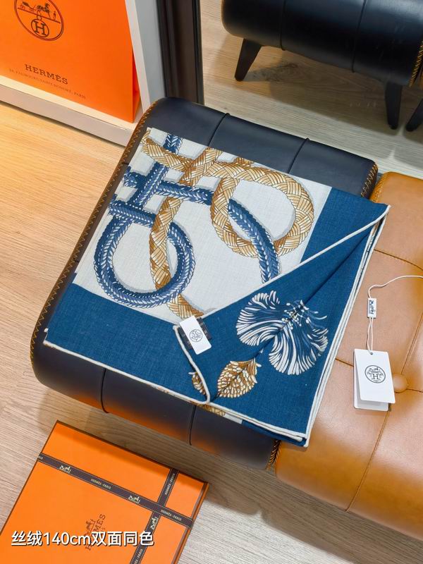Hermes Scarf 140X140cm 70%羊绒30%真丝 E17 (37)