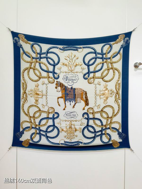 Hermes Scarf 140X140cm 70%羊绒30%真丝 E17 (38)