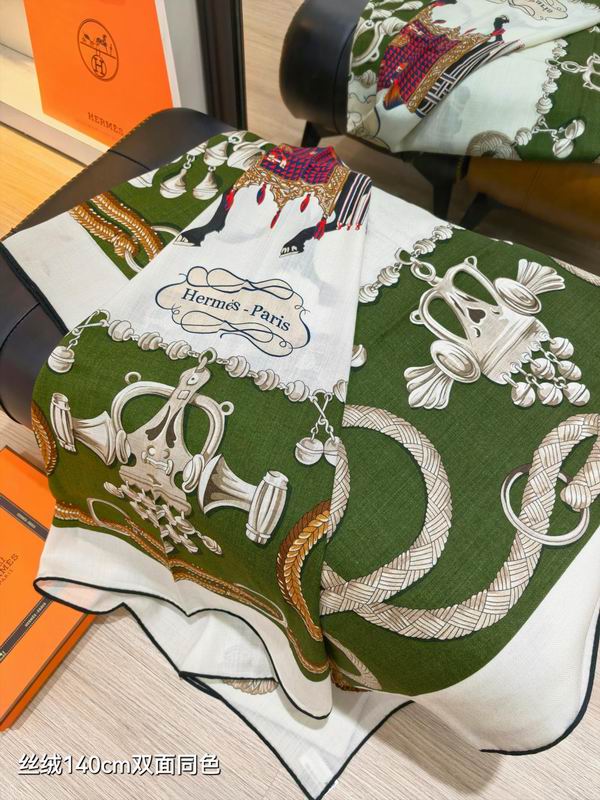 Hermes Scarf 140X140cm 70%羊绒30%真丝 E17 (5)