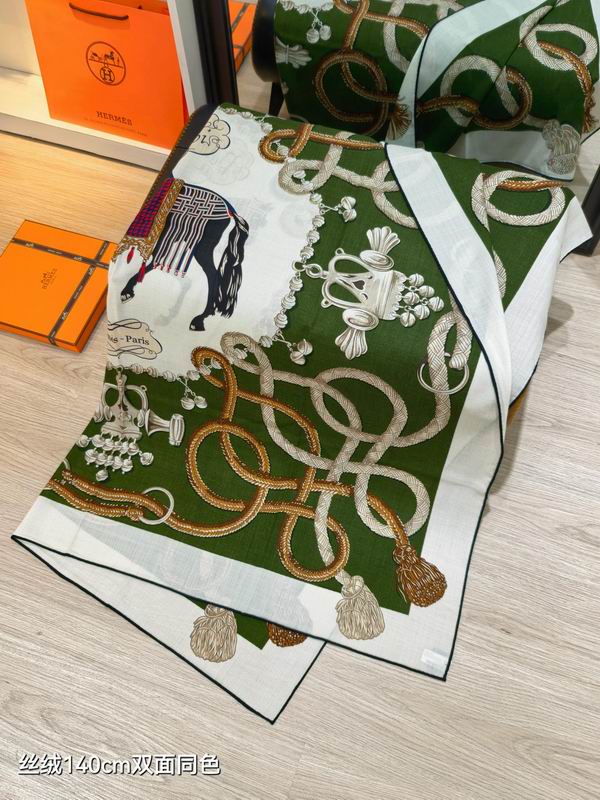 Hermes Scarf 140X140cm 70%羊绒30%真丝 E17 (6)