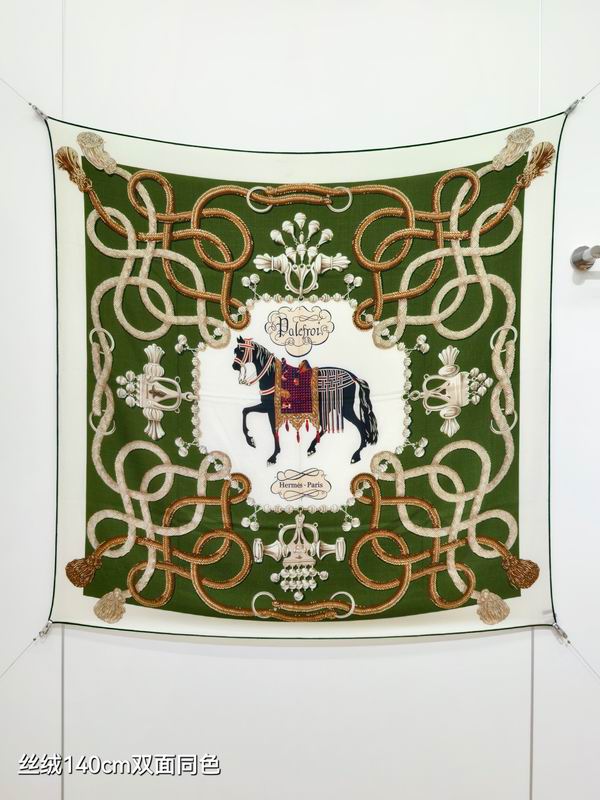 Hermes Scarf 140X140cm 70%羊绒30%真丝 E17 (8)