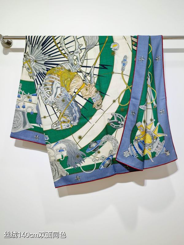 Hermes Scarf 140X140cm 70%羊绒30%真丝 E18 (13)