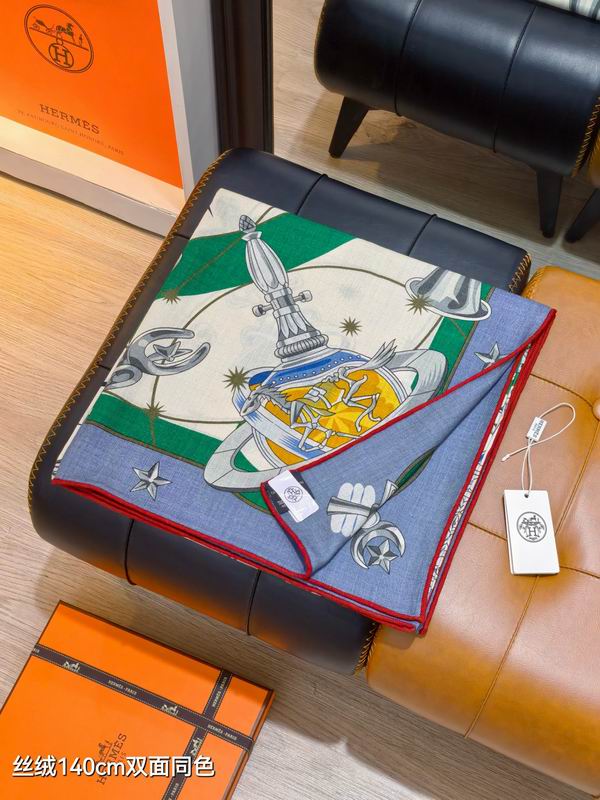 Hermes Scarf 140X140cm 70%羊绒30%真丝 E18 (17)