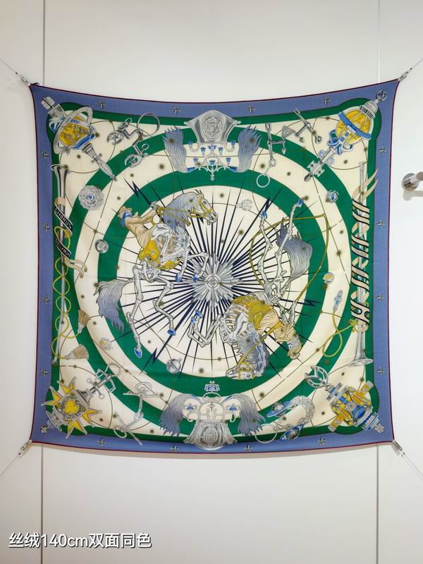 Hermes Scarf 140X140cm 70%羊绒30%真丝 E18 (18)