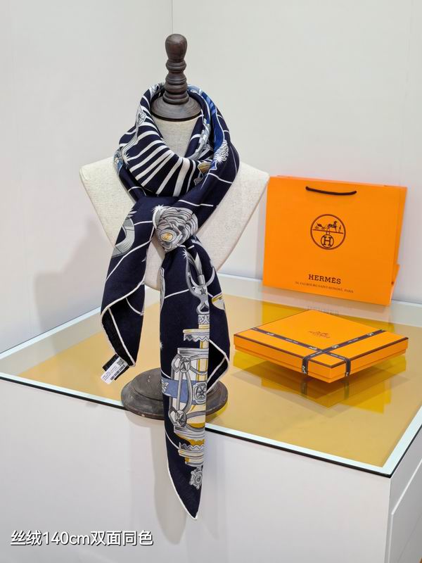 Hermes Scarf 140X140cm 70%羊绒30%真丝 E18 (2)