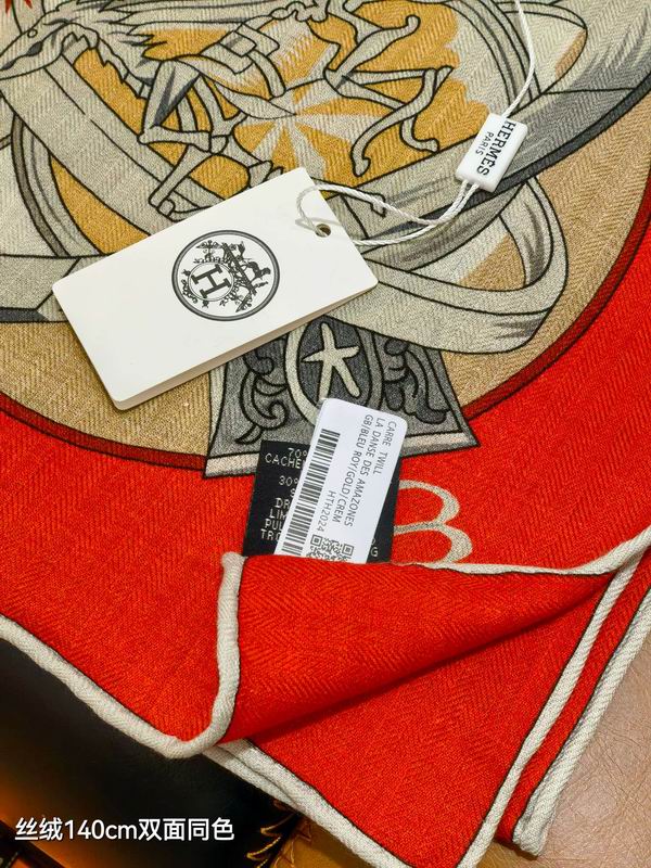 Hermes Scarf 140X140cm 70%羊绒30%真丝 E18 (24)