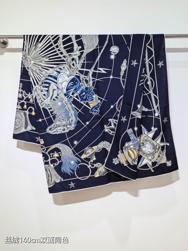 Hermes Scarf 140X140cm 70%羊绒30%真丝 E18 (3)