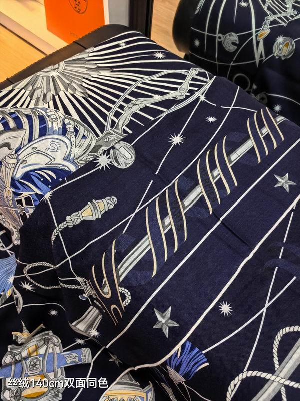 Hermes Scarf 140X140cm 70%羊绒30%真丝 E18 (5)