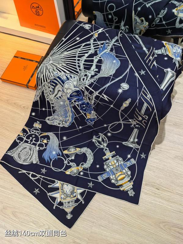 Hermes Scarf 140X140cm 70%羊绒30%真丝 E18 (6)