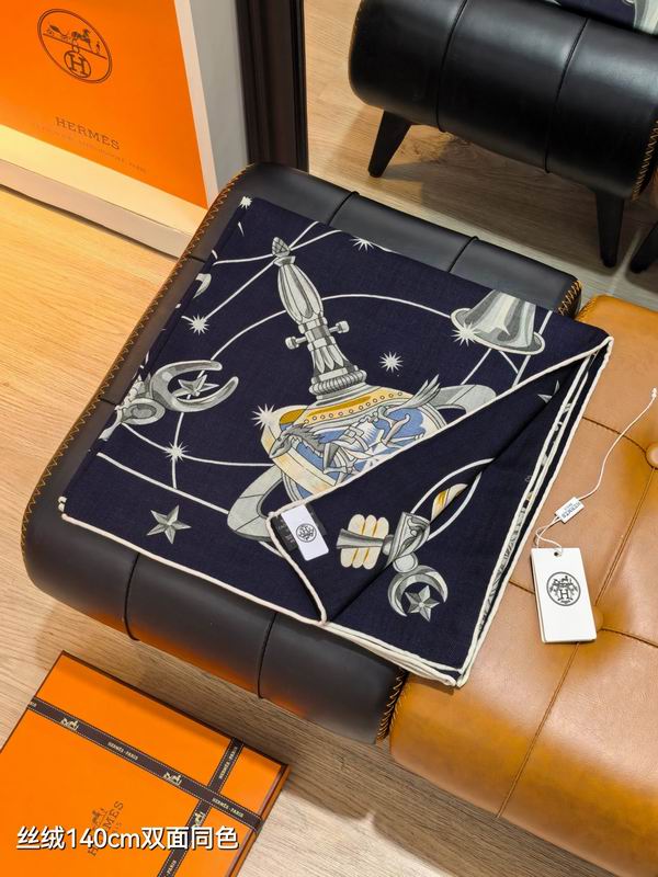 Hermes Scarf 140X140cm 70%羊绒30%真丝 E18 (7)