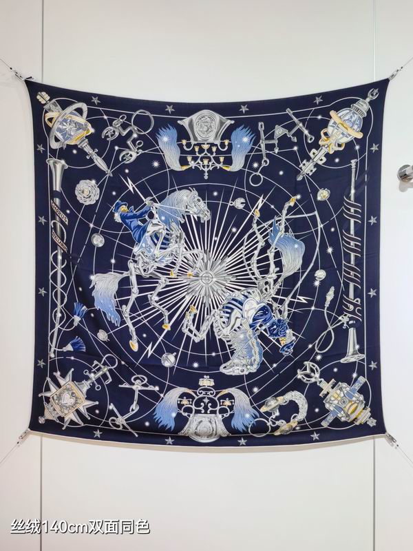 Hermes Scarf 140X140cm 70%羊绒30%真丝 E18 (8)