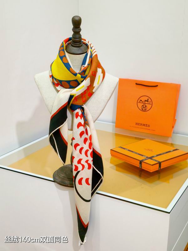 Hermes Scarf 140X140cm 70%羊绒30%真丝 E29 (29)