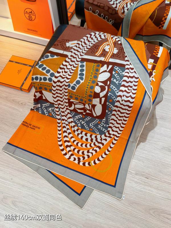 Hermes Scarf 140X140cm 70%羊绒30%真丝 E29 (5)