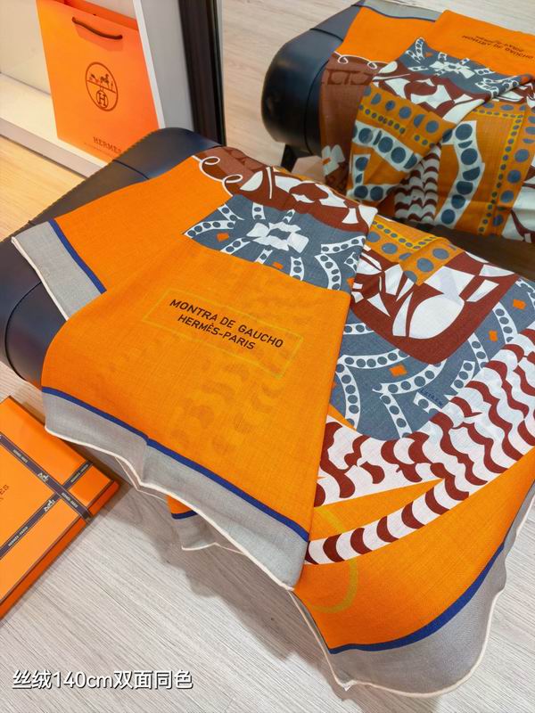 Hermes Scarf 140X140cm 70%羊绒30%真丝 E29 (6)