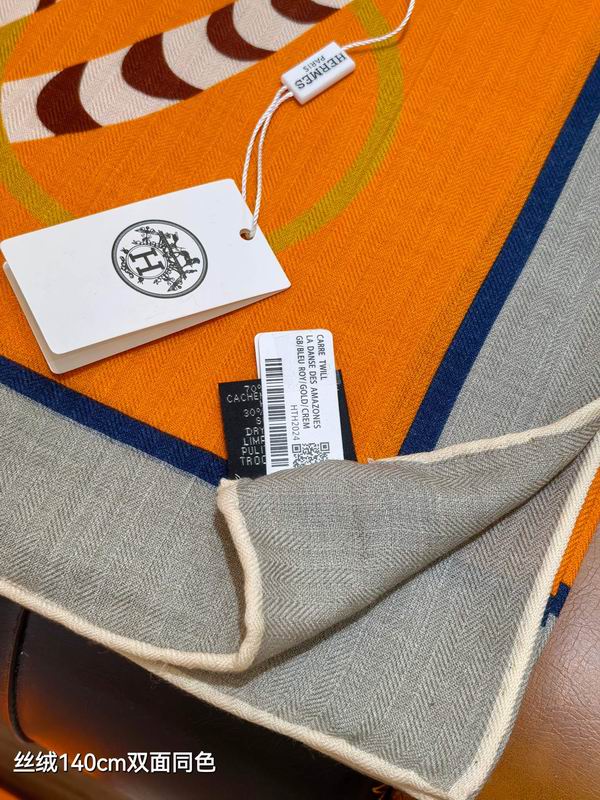 Hermes Scarf 140X140cm 70%羊绒30%真丝 E29 (7)