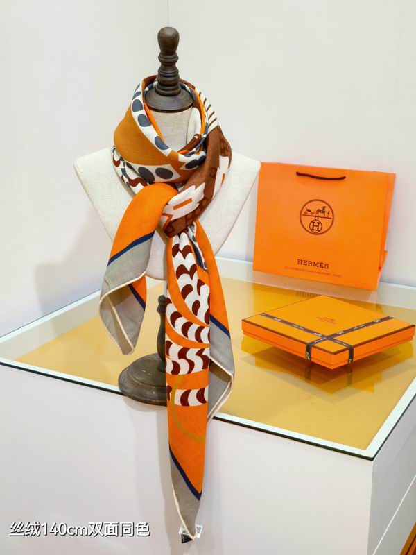 Hermes Scarf 140X140cm 70%羊绒30%真丝 E29 (9)