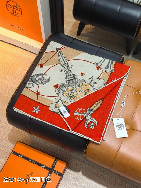 Hermes Scarf 140X140cm 70%羊绒30%真丝 E33 (14)
