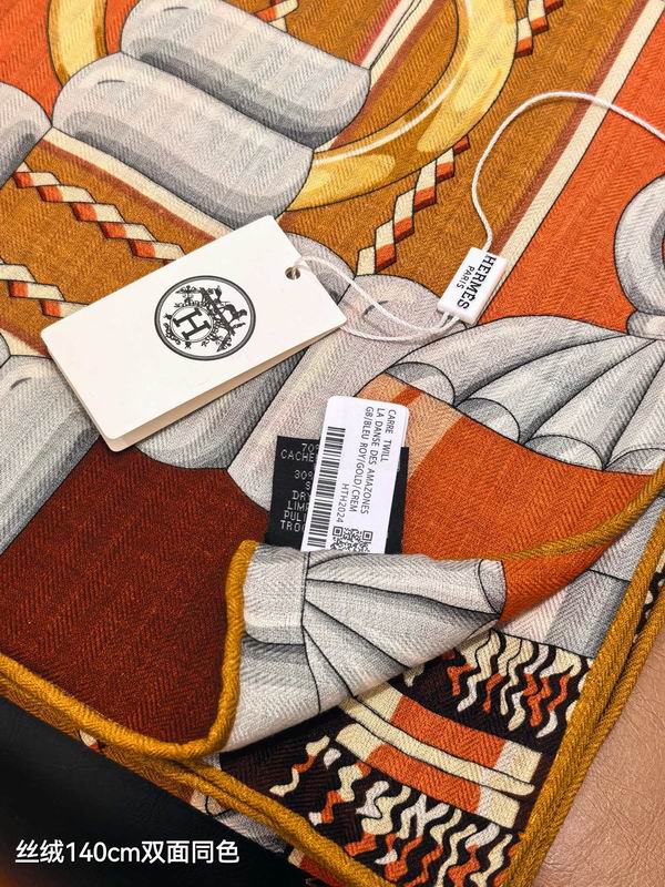 Hermes Scarf 140X140cm 70%羊绒30%真丝 E36 (21)
