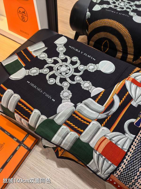 Hermes Scarf 140X140cm 70%羊绒30%真丝 E36 (28)