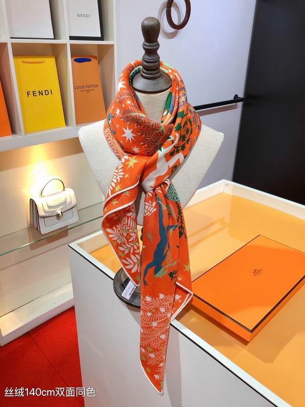 Hermes Scarf 140X140cm 70%羊绒30%真丝 E42 (26)