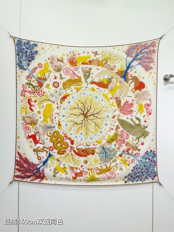 Hermes Scarf 140X140cm 70%羊绒30%真丝 E42 (30)