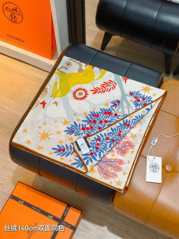 Hermes Scarf 140X140cm 70%羊绒30%真丝 E42 (31)