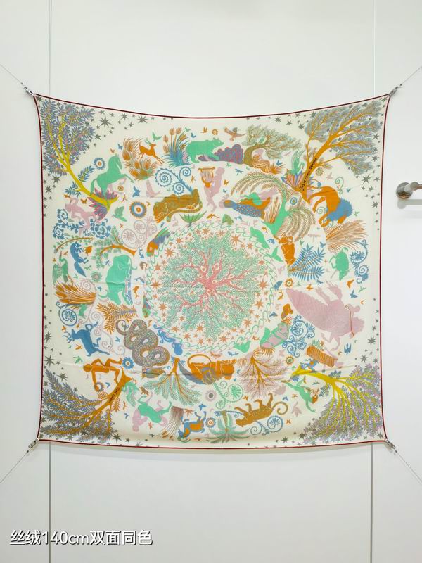 Hermes Scarf 140X140cm 70%羊绒30%真丝 E42 (40)
