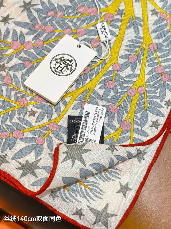 Hermes Scarf 140X140cm 70%羊绒30%真丝 E42 (44)