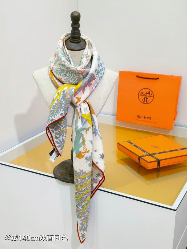 Hermes Scarf 140X140cm 70%羊绒30%真丝 E42 (46)