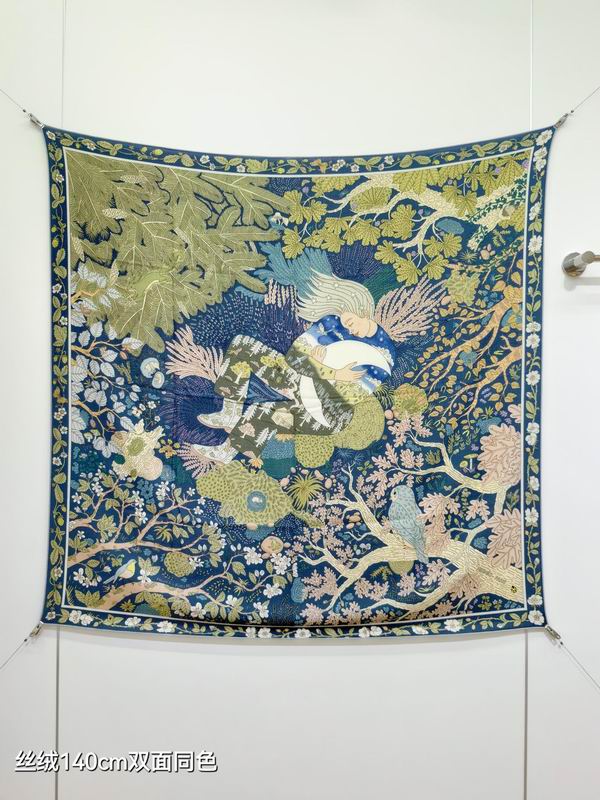 Hermes Scarf 140X140cm 70%羊绒30%真丝 E50 (1)